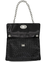 黑色编织链条单肩包