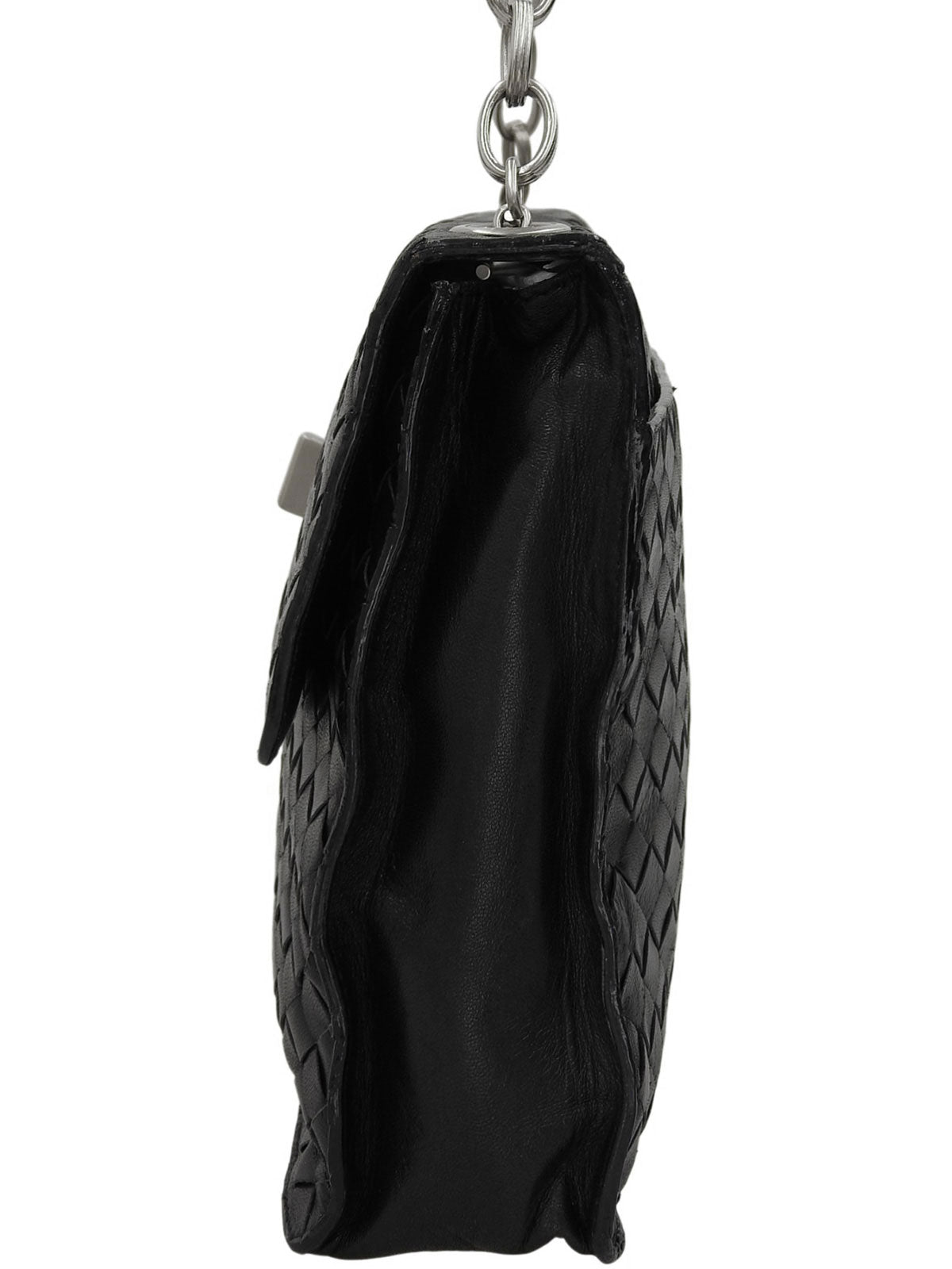 黑色编织链条单肩包