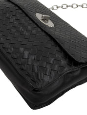 黑色编织链条单肩包