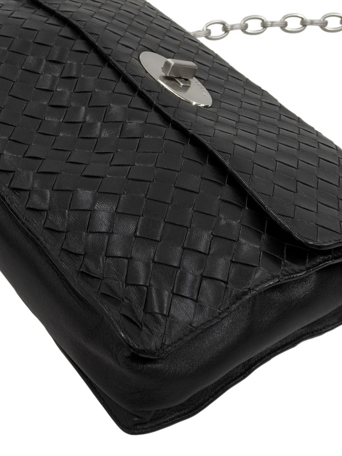 黑色编织链条单肩包