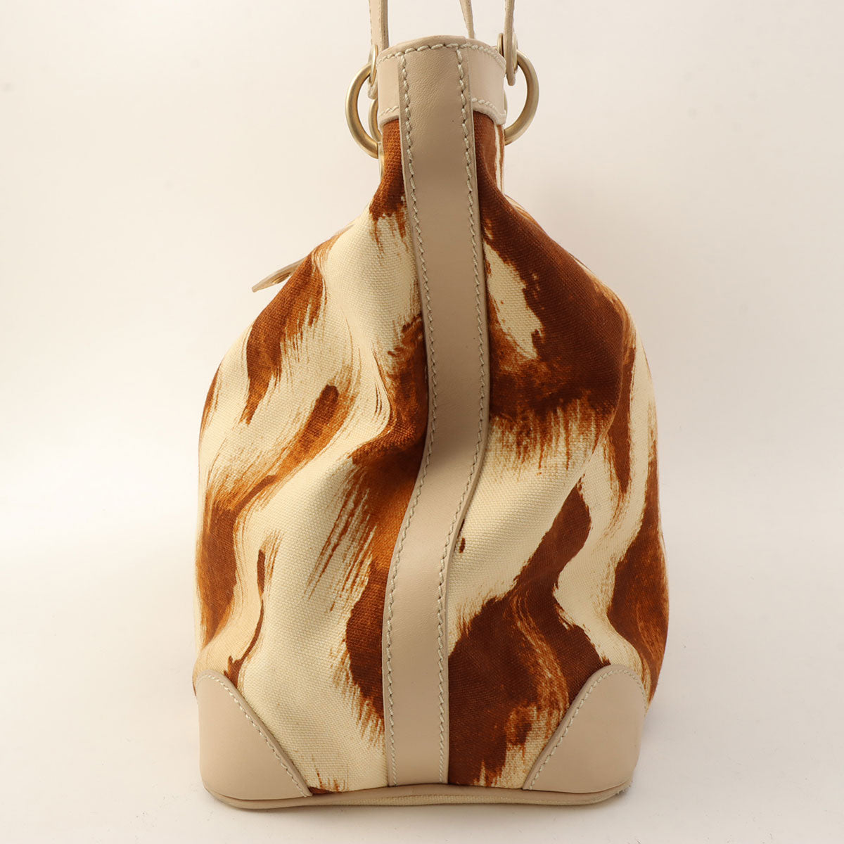 Leopard Print Logo Charm Tote Bag Beige/Brown