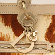Leopard Print Logo Charm Tote Bag Beige/Brown