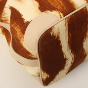 Leopard Print Logo Charm Tote Bag Beige/Brown