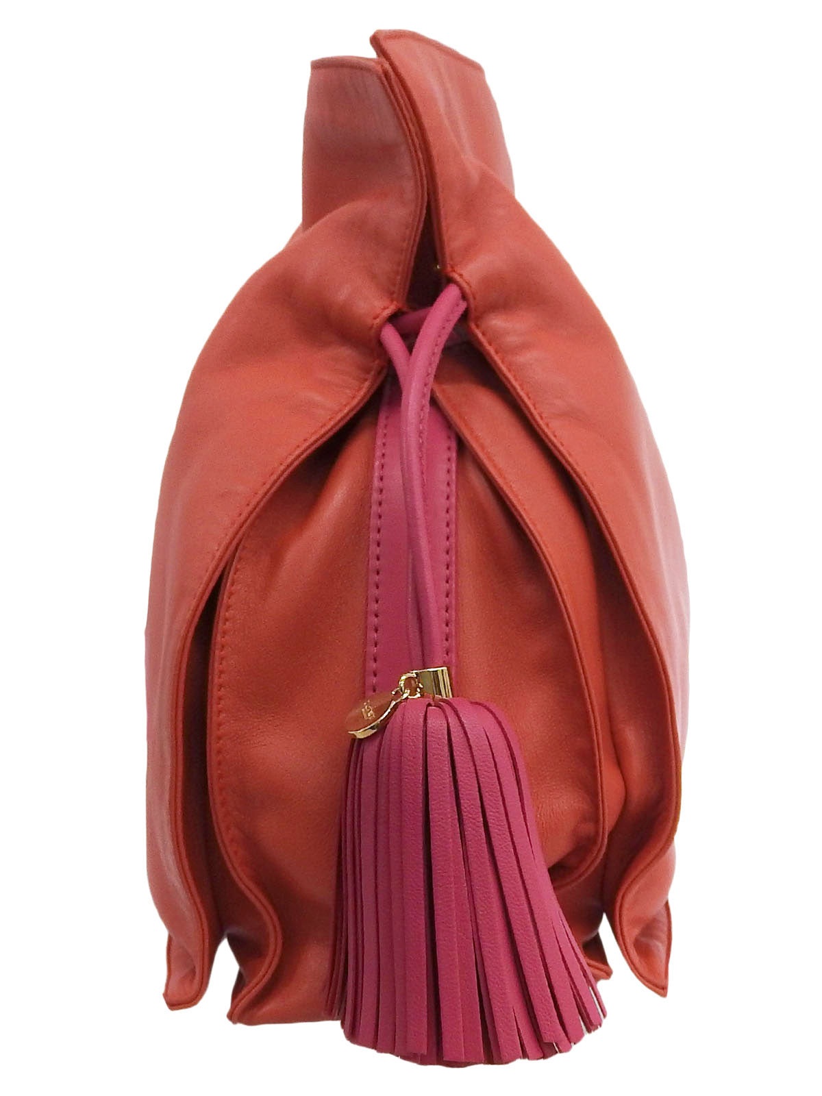 ナッパレザーアナグラムフラメンコショルダーバッグ オレンジ/ピンク