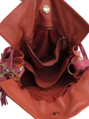 ナッパレザーアナグラムフラメンコショルダーバッグ オレンジ/ピンク