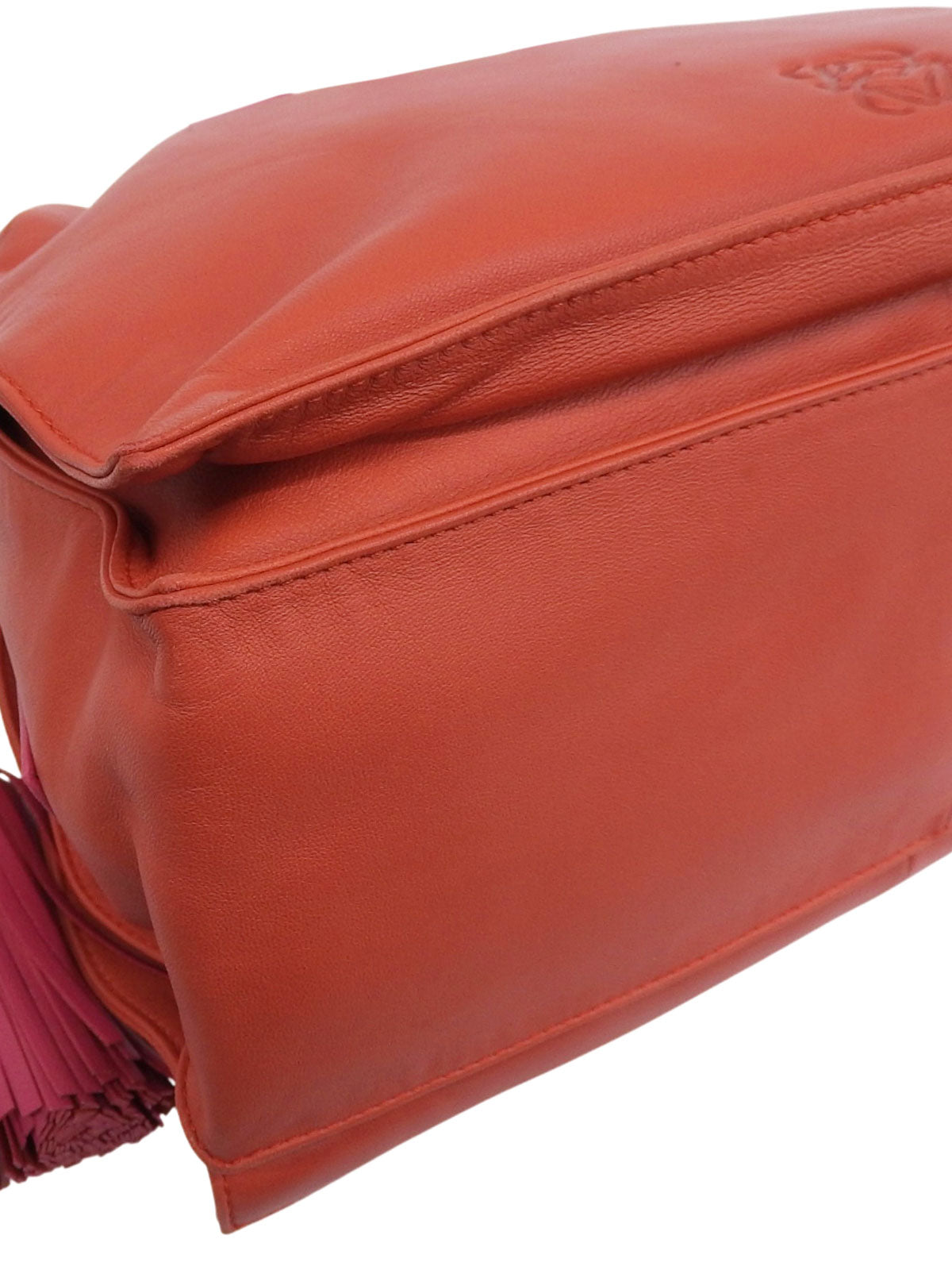 ナッパレザーアナグラムフラメンコショルダーバッグ オレンジ/ピンク