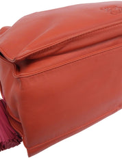 ナッパレザーアナグラムフラメンコショルダーバッグ オレンジ/ピンク