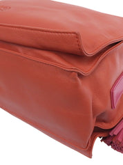 ナッパレザーアナグラムフラメンコショルダーバッグ オレンジ/ピンク