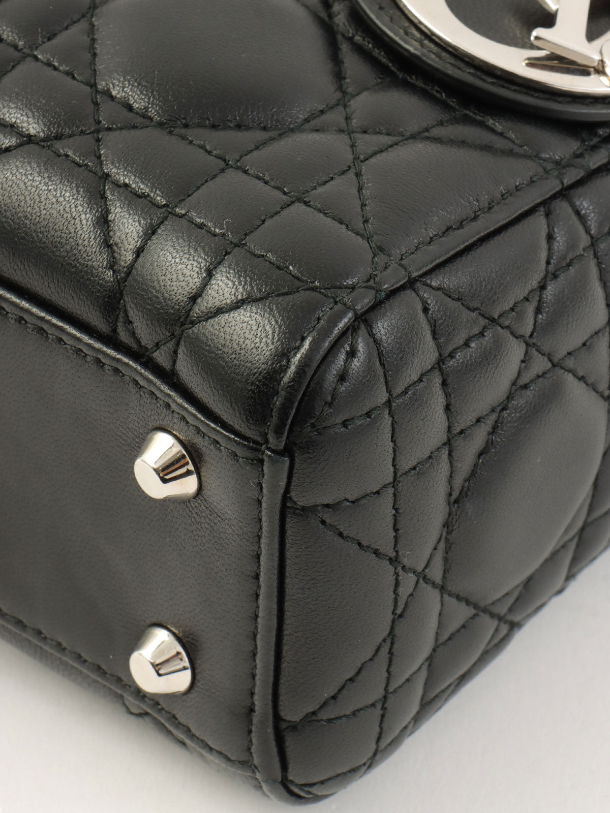 レディディオールカナージュステッチ2wayバッグミニ ブラック