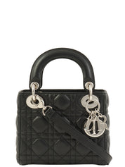 レディディオールカナージュステッチ2wayバッグミニ ブラック