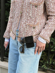 2001年頃製 スエードCCマークステッチチェーンショルダーバッグミニ ブラック