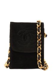 Suede CC Mark Stitch Chain Shoulder Bag Mini, Black, circa 2001