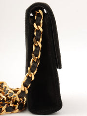 Suede CC Mark Stitch Chain Shoulder Bag Mini, Black, circa 2001