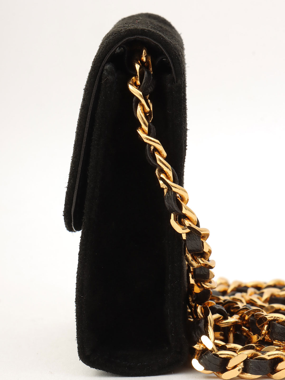 Suede CC Mark Stitch Chain Shoulder Bag Mini, Black, circa 2001