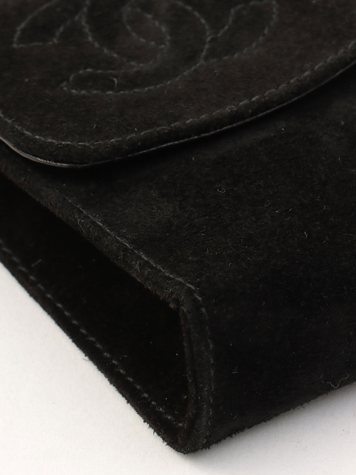 Suede CC Mark Stitch Chain Shoulder Bag Mini, Black, circa 2001