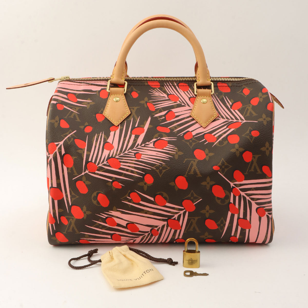 Circa 2016 Canvas Monogram Summer Jungle Dots Speedy 30 Brown/Pink
