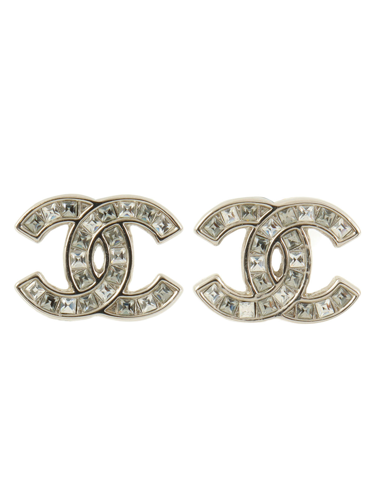 2018年製 ラインストーンCCマークピアス シルバー
