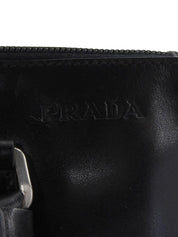 Logo embossed handbag in black