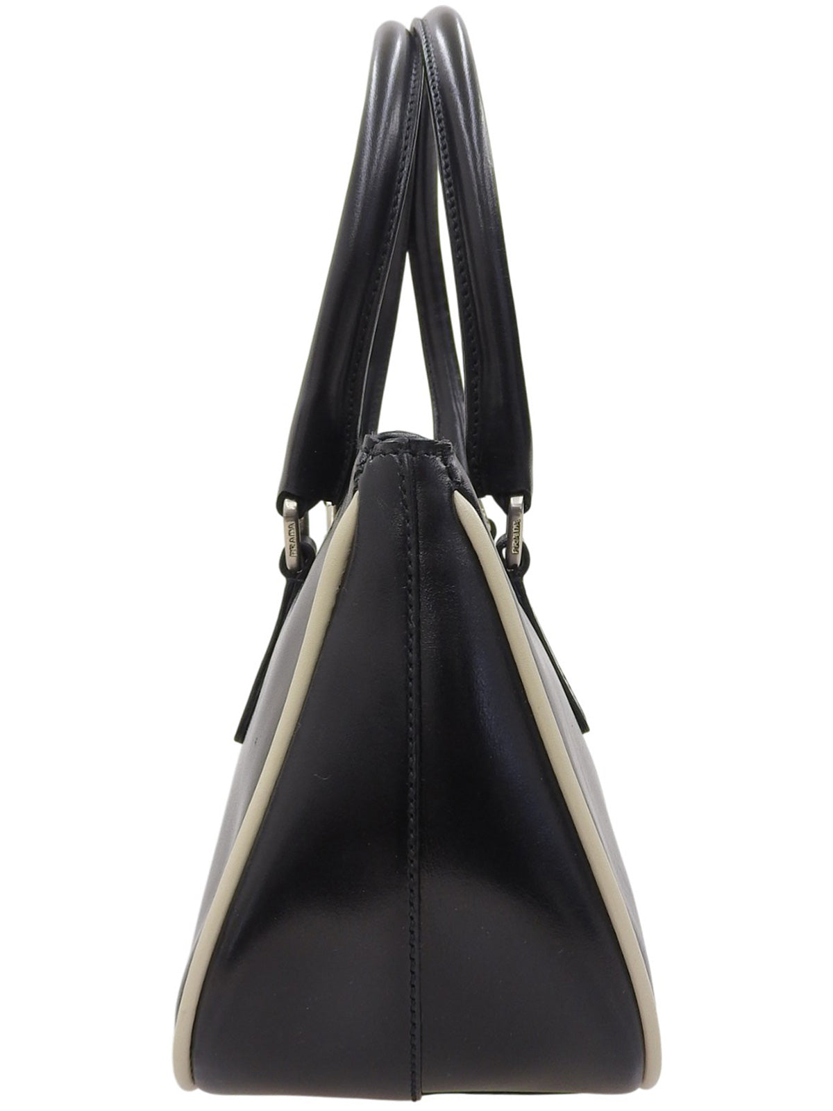 Logo embossed handbag in black