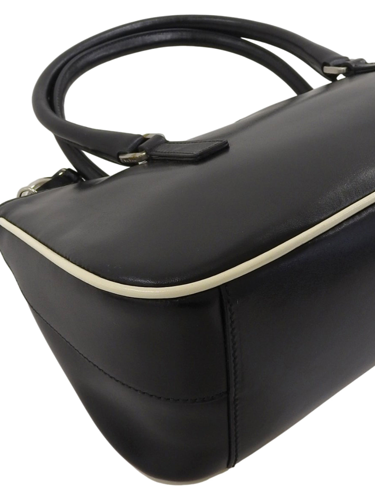 Logo embossed handbag in black
