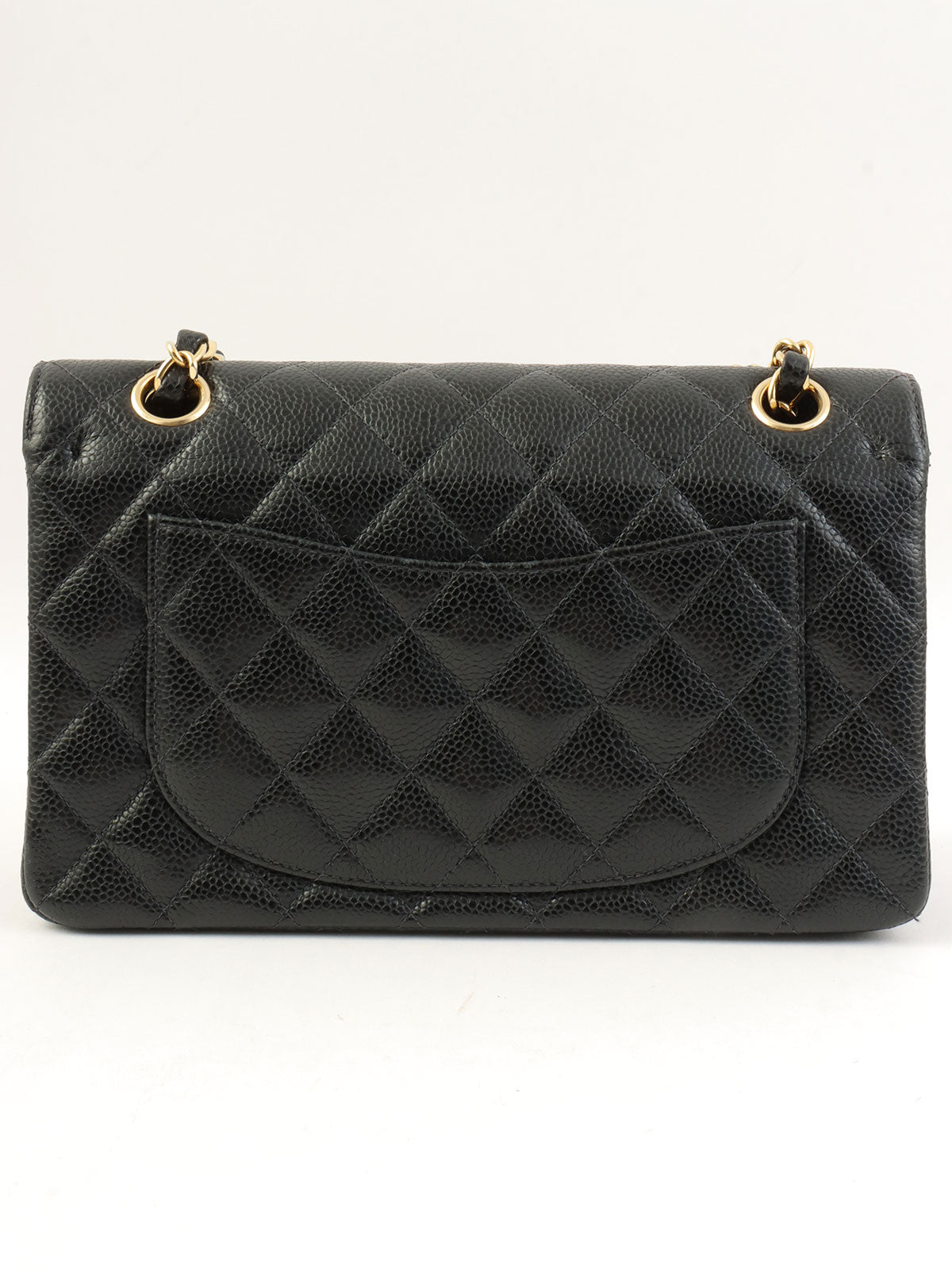 2004 Caviar Skin Classic Flap Chain Bag 23cm Black