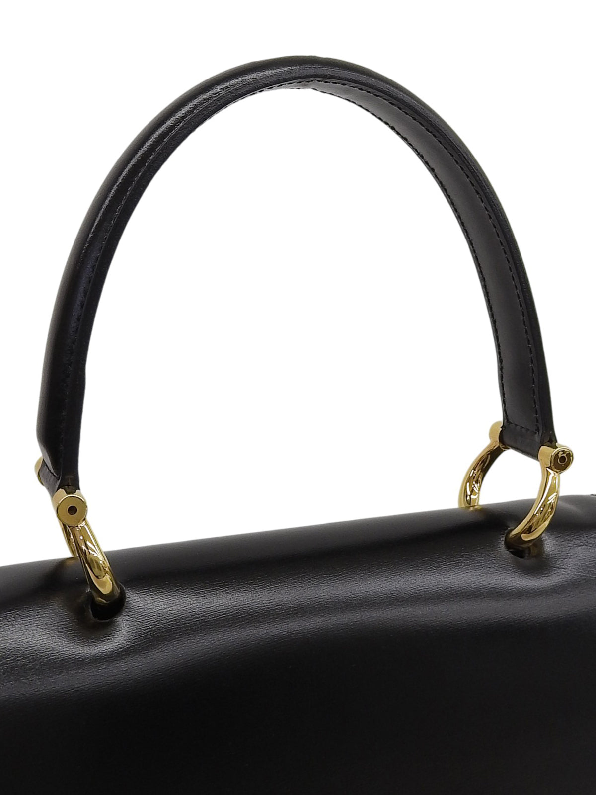 黑色Logo铭牌双盖手提包