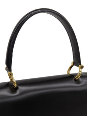 黑色Logo铭牌双盖手提包