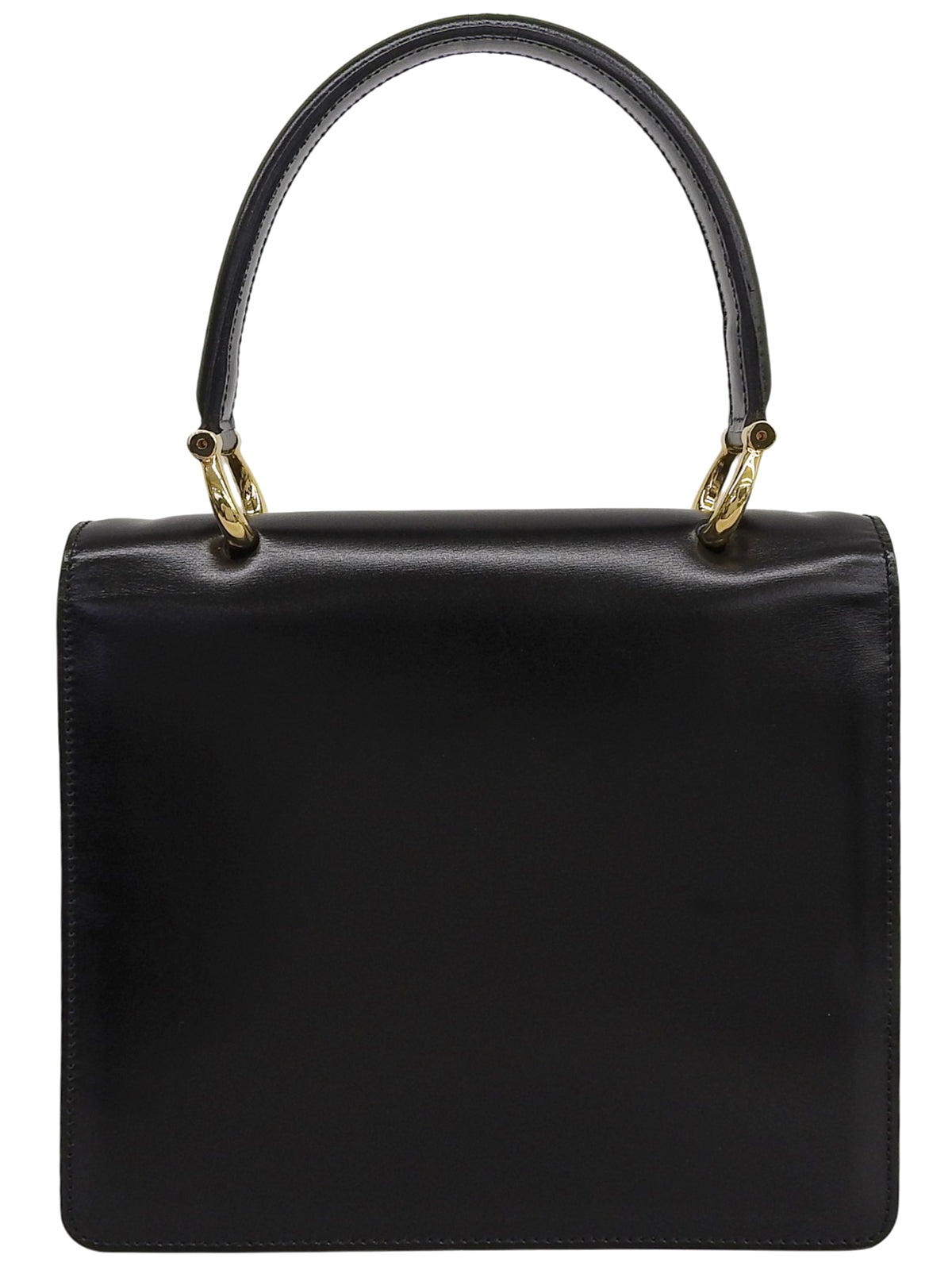 黑色Logo铭牌双盖手提包