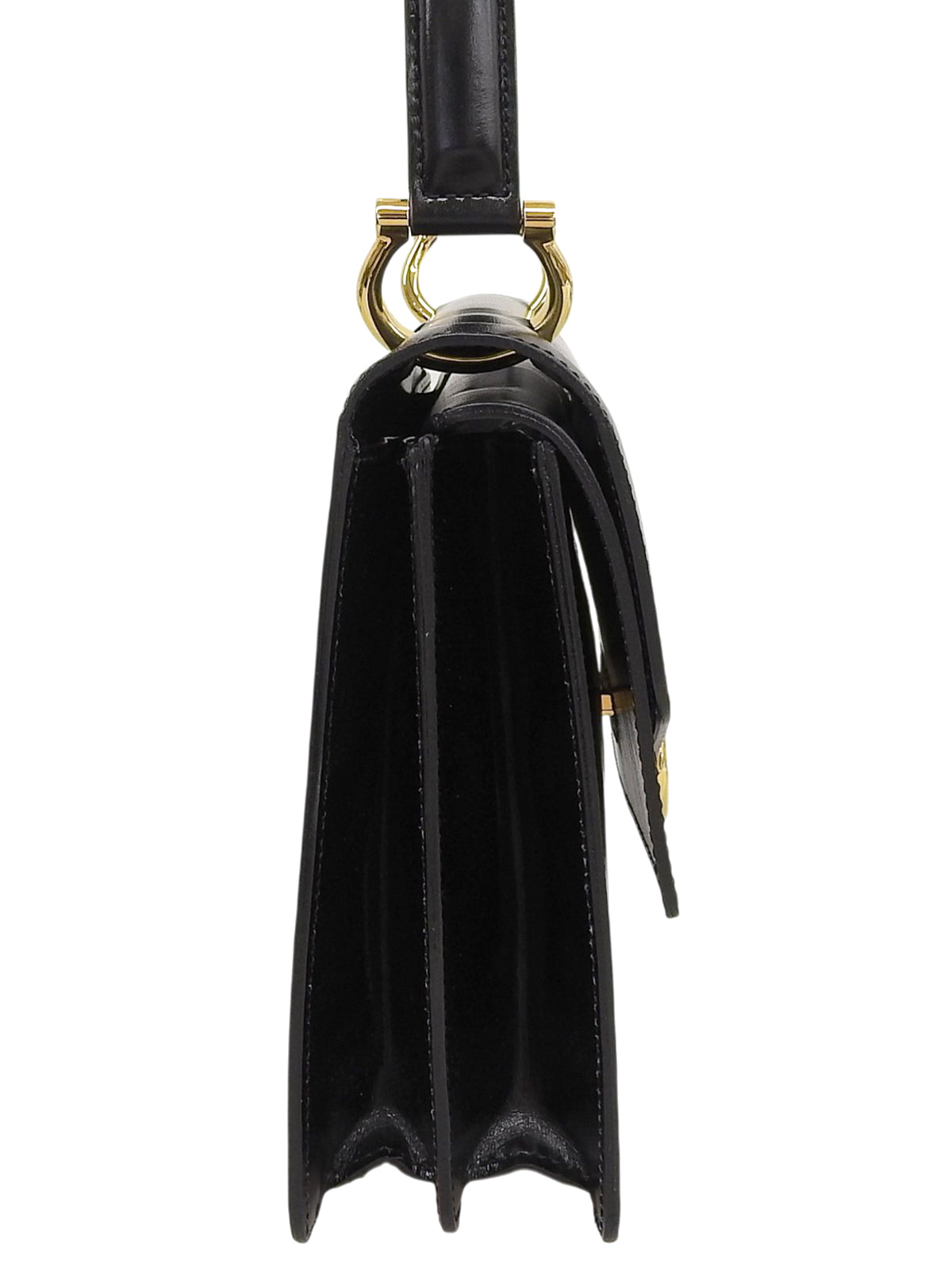 黑色Logo铭牌双盖手提包