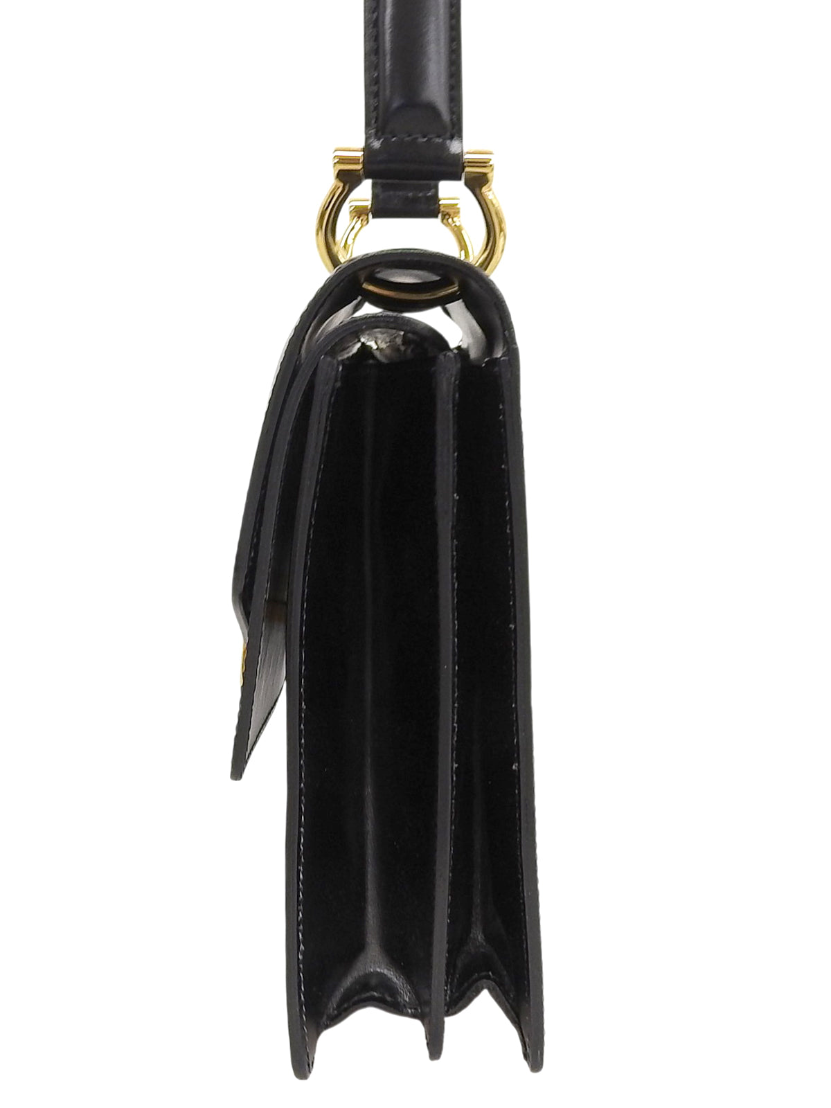 黑色Logo铭牌双盖手提包