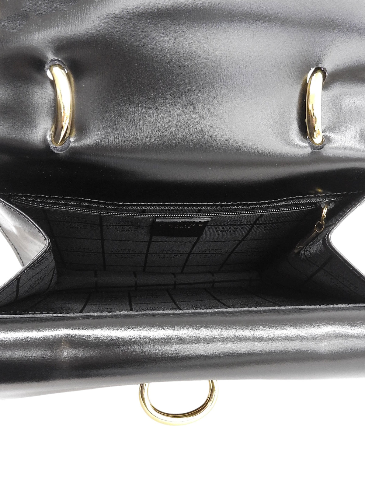 黑色Logo铭牌双盖手提包