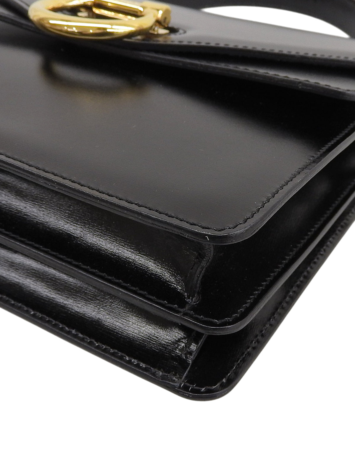 黑色Logo铭牌双盖手提包