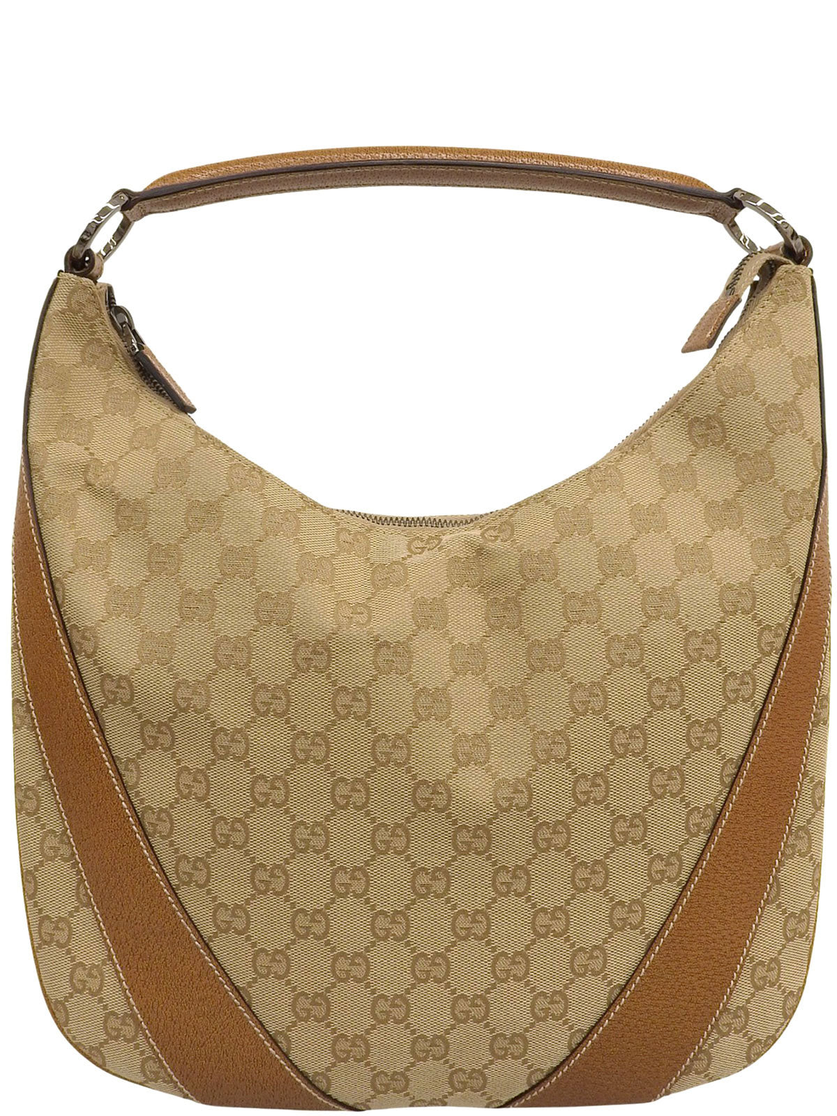 米色帆布 GG 图案单肩包