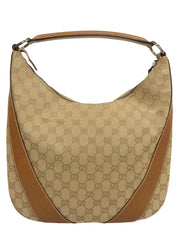 米色帆布 GG 图案单肩包