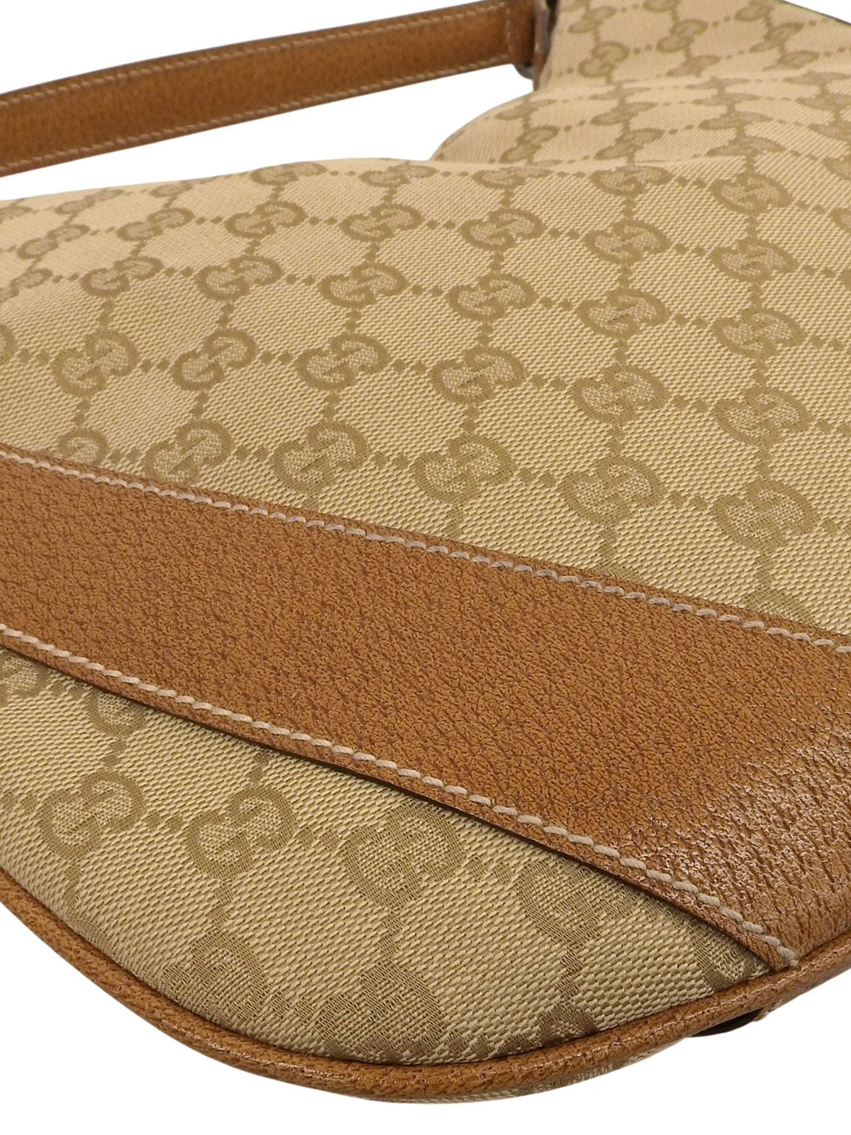 米色帆布 GG 图案单肩包