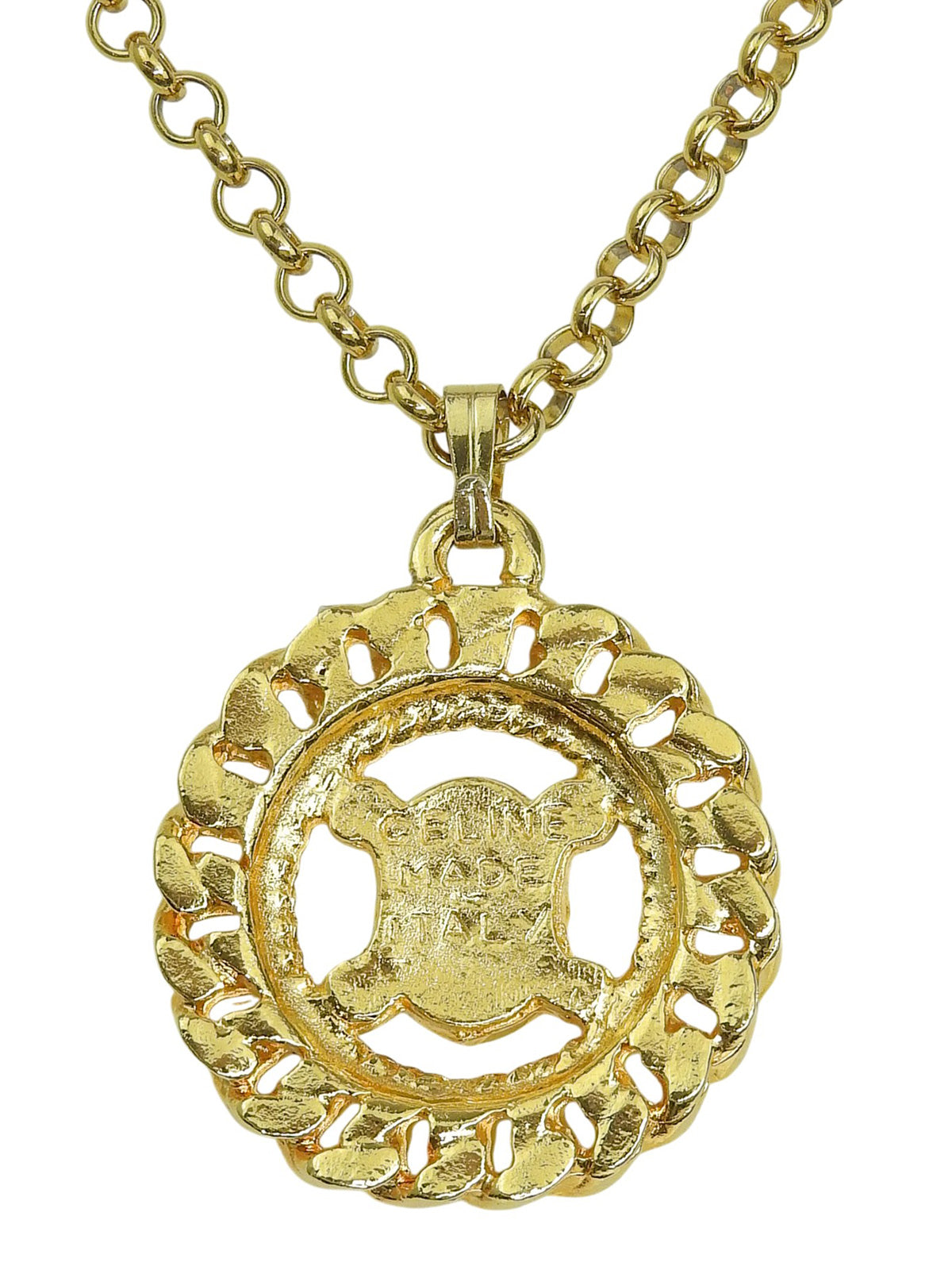 ラインストーンサークルマカダムプレートネックレス ゴールド