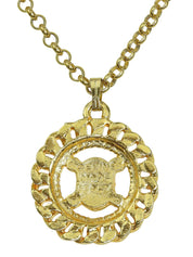 ラインストーンサークルマカダムプレートネックレス ゴールド