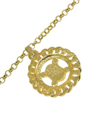 Rhinestone Circle Macadam Plate Necklace Gold