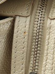 2010 Caviar Skin CC Mark Stitch Chain Shoulder Bag in Metallic White