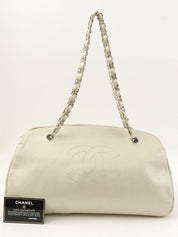 2010 Caviar Skin CC Mark Stitch Chain Shoulder Bag in Metallic White