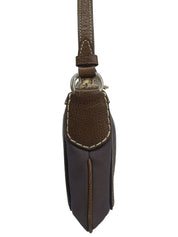 キャンバスレザーコンビ馬車モチーフワンショルダーバッグ ブラウン/ネイビー