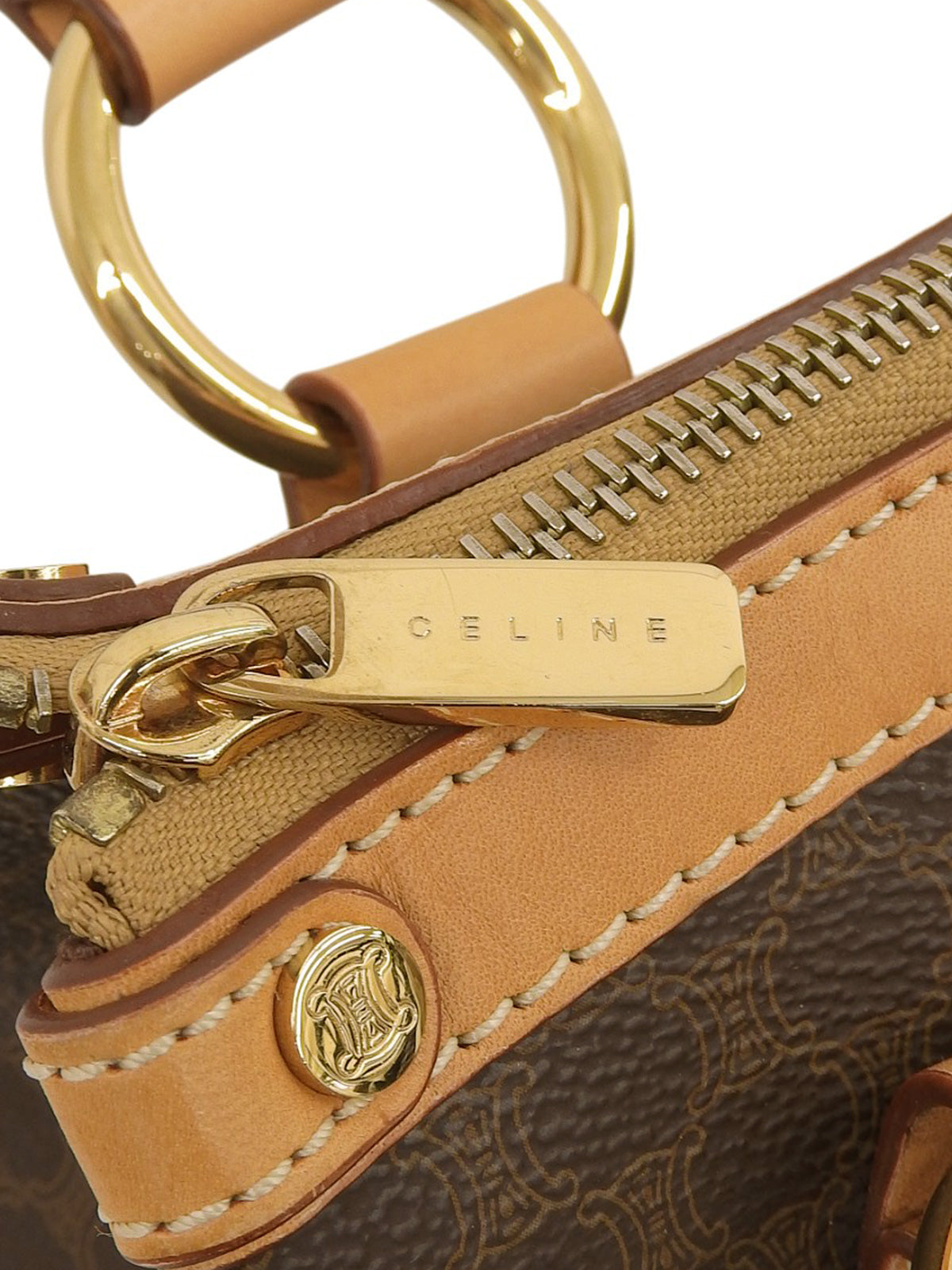 マカダムパターンハンドバッグ ブラウン