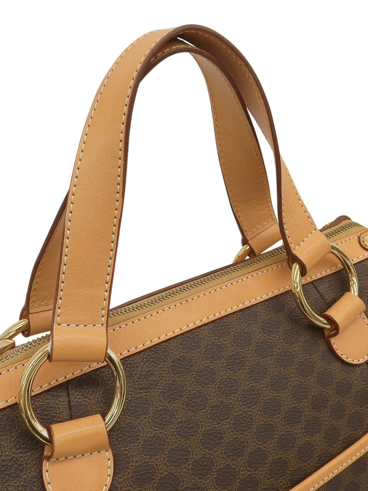 マカダムパターンハンドバッグ ブラウン