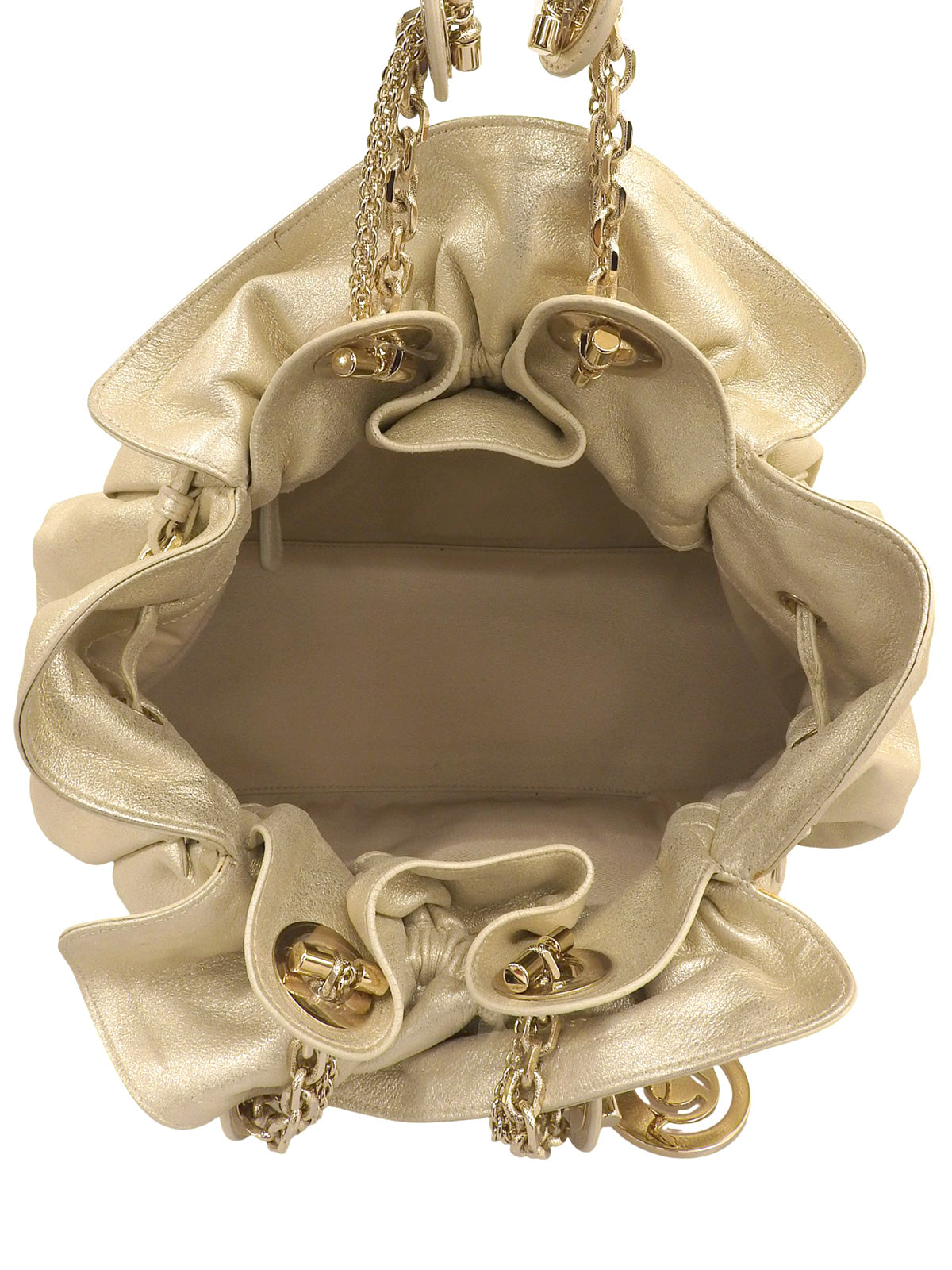 Logo Charm Handbag Champagne Gold