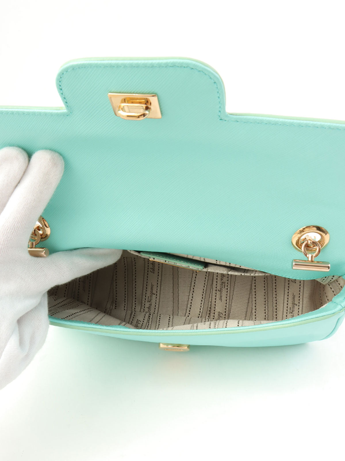 Gancini 冰蓝色单肩链条包
