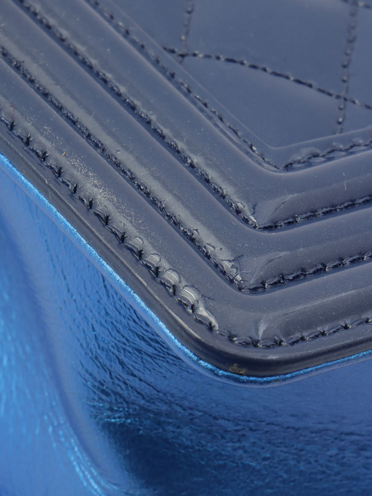 2014-era Patent Boy Chanel Chain Shoulder Bag Blue