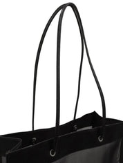 メッシュレザーコンビロゴトートバッグ ブラック