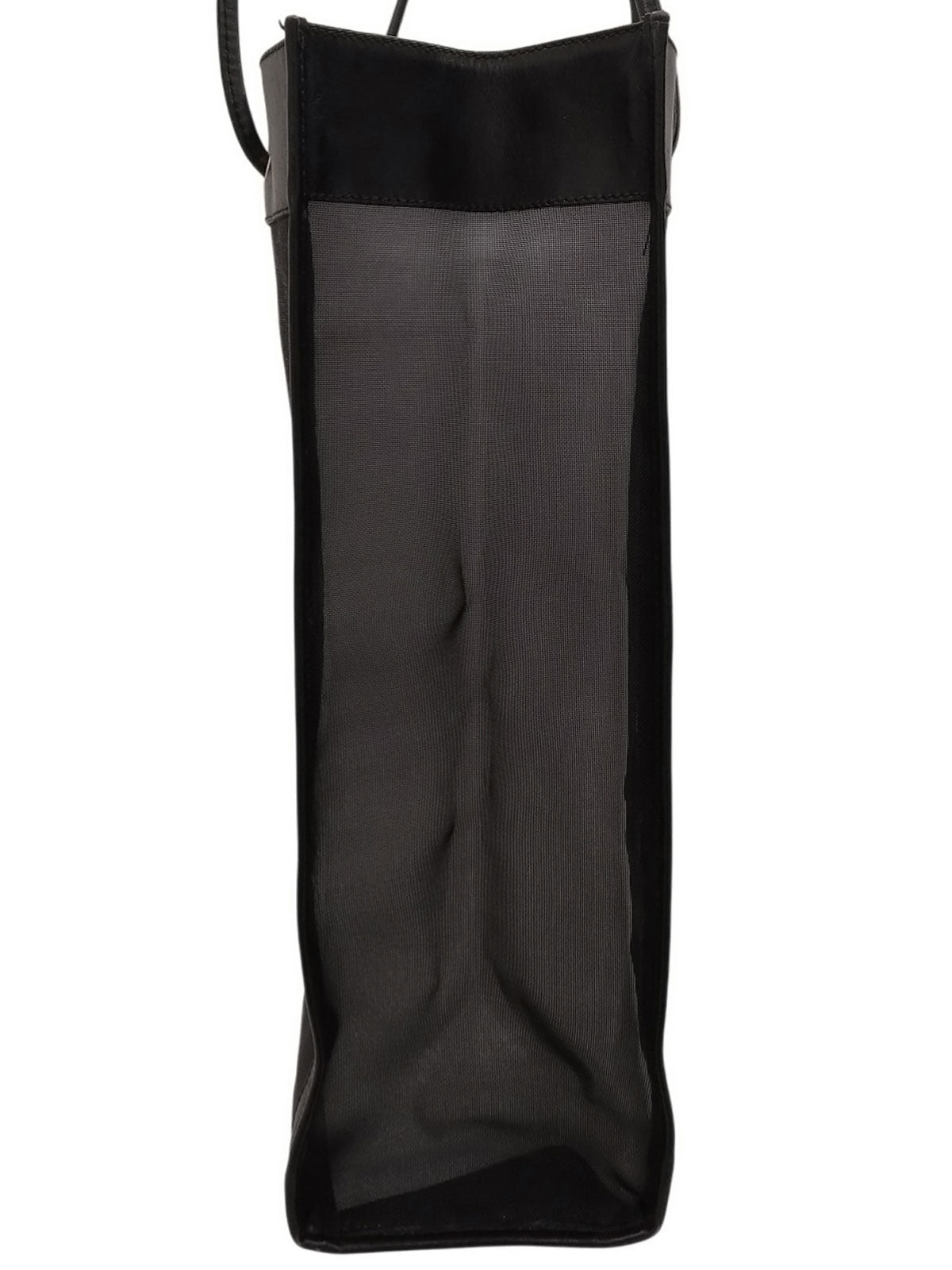 メッシュレザーコンビロゴトートバッグ ブラック