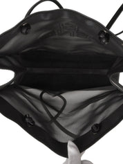 メッシュレザーコンビロゴトートバッグ ブラック