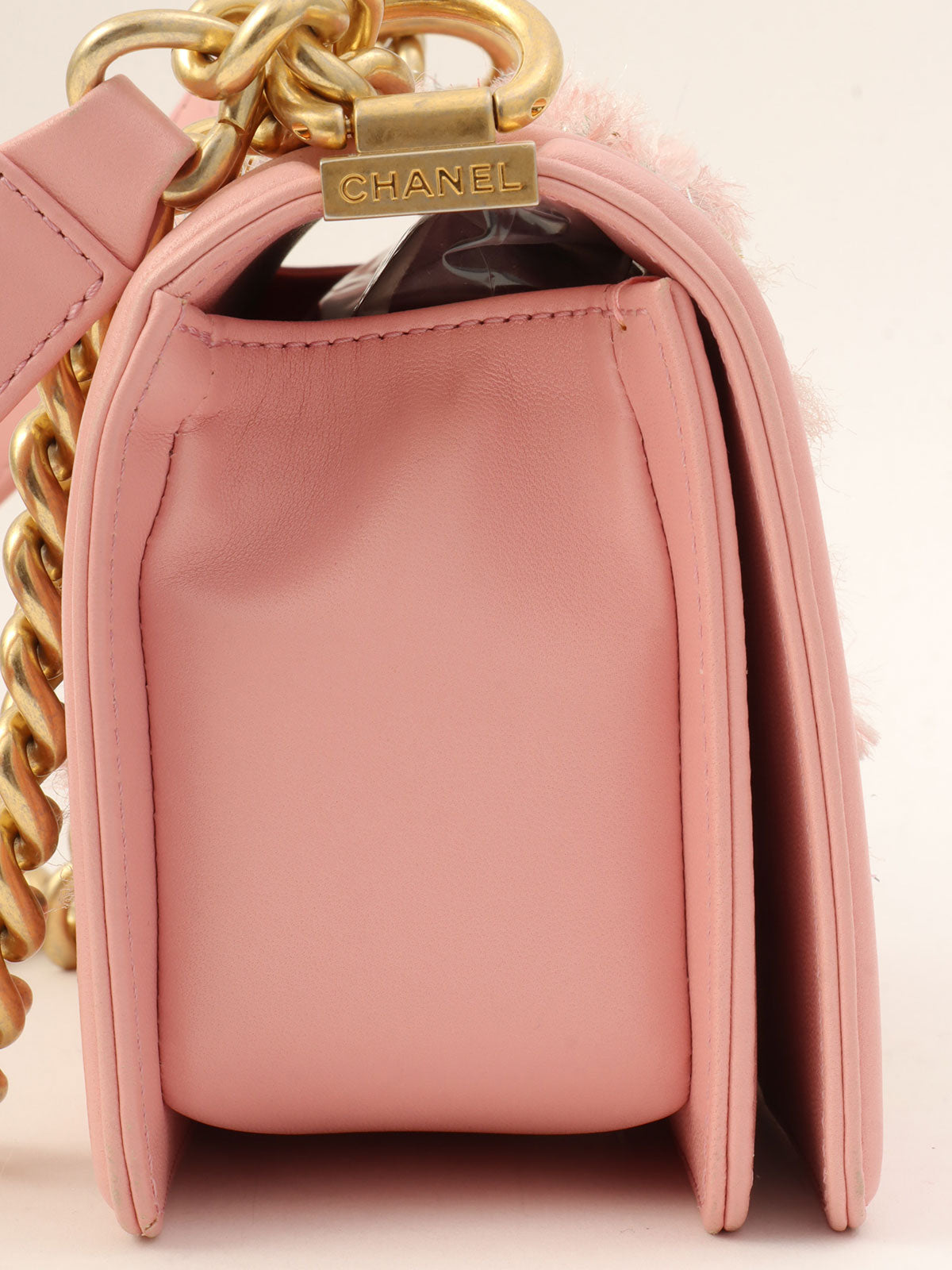 Around 2016 Made Tweed Boy Chanel Chain Shoulder Bag Pink/Multi